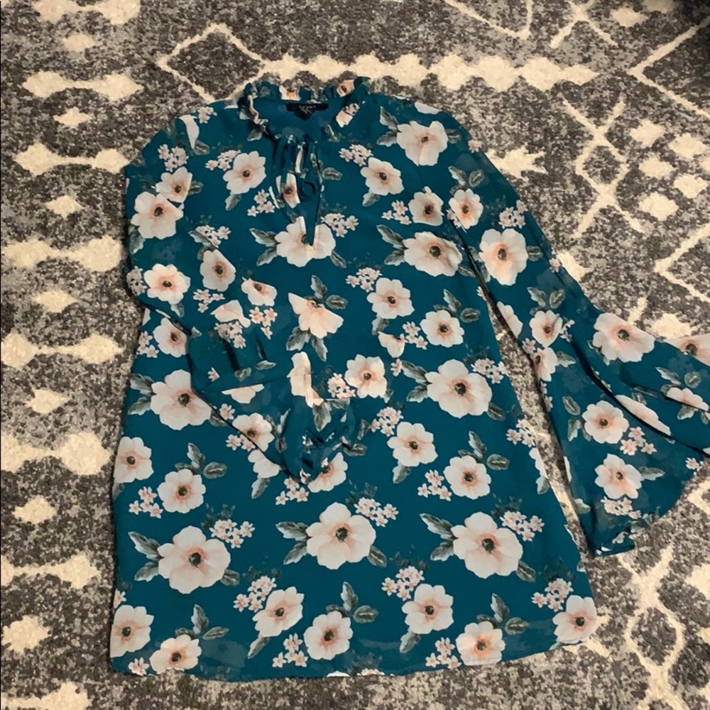 Floral Bell Sleeve Mini Dress